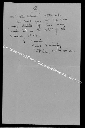 CORRESPONDENCE TO FR.BROWNE FROM FRED MCKIERNAN